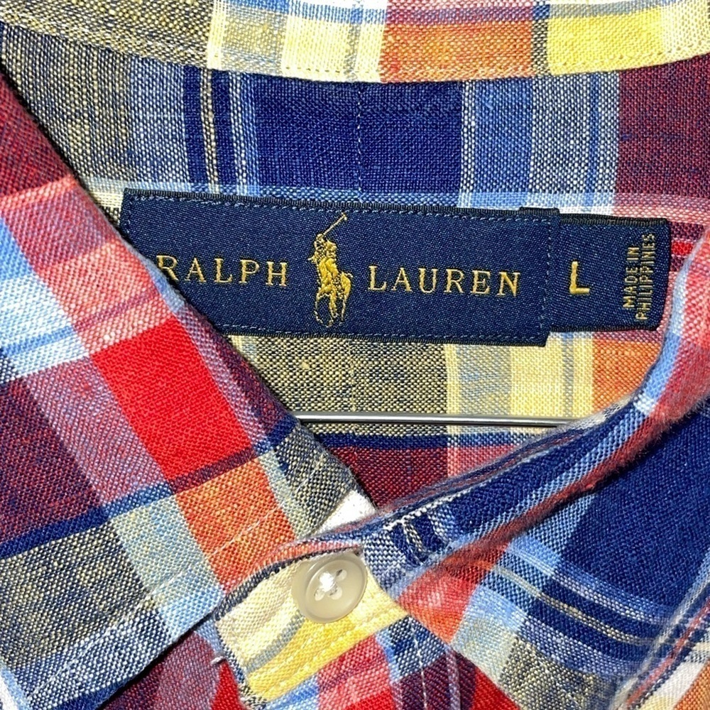 Rare Vintage Plaid Button Down Linen Classic Fit Large - Picture 10 of 10